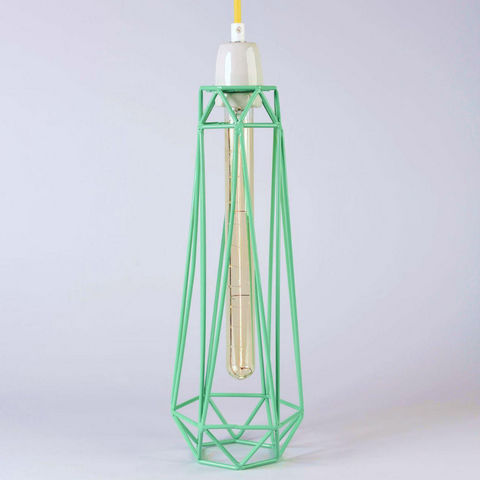 Filament Style - Lámpara colgante-Filament Style-DIAMOND 2 - Suspension Menthe câble Jaune Ø12cm | 